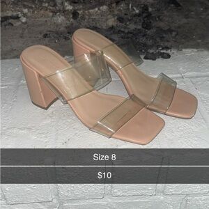 Soda Clear Nude Block Heels